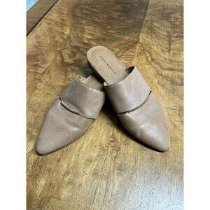 Lucky Brand Shoes Womens Size 8.5 Brown Camel Leather Mules Flats Slides Capsule
